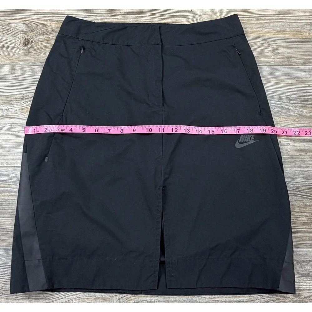 Nike Sportswear Bonded Tech Black Skirt High Waisted Zip Pocket Womens M Golf